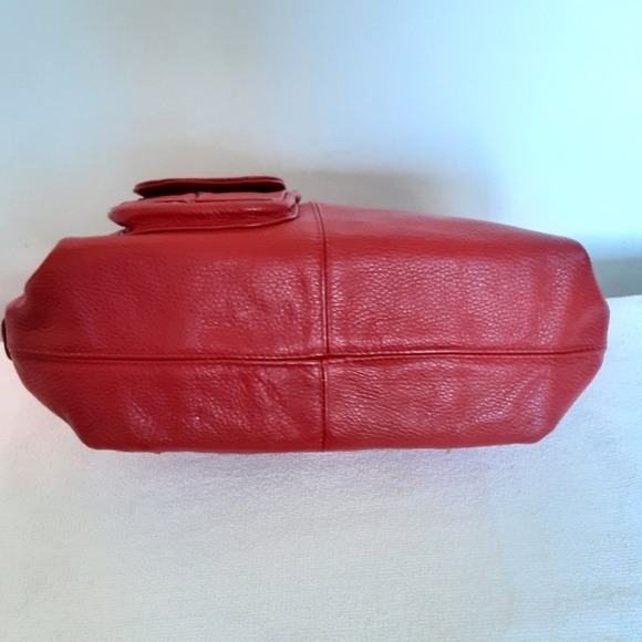 Imported Red Pebbled Leather Shoulder Bag by "XY Paris" - Picture 7 of 13